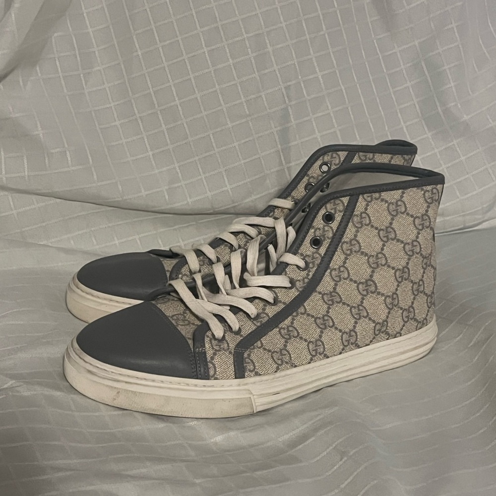 Gucci Beige and Black High-Top Sneakers
